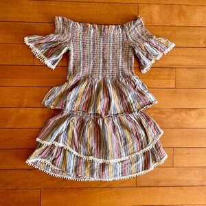 Sz S Parker Beach Smocked Waist Mini skirt and Baby Doll Top